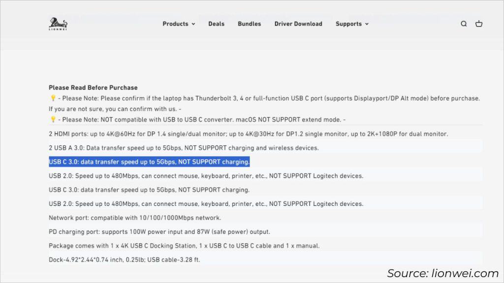 check if usb c in docking station supports video