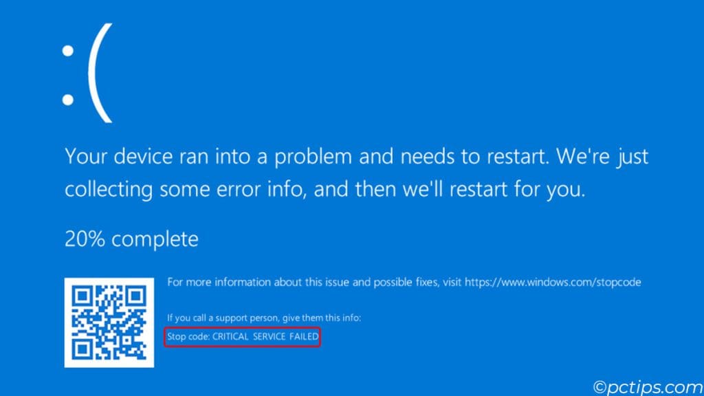 BSOD-Critical-Service-Failed