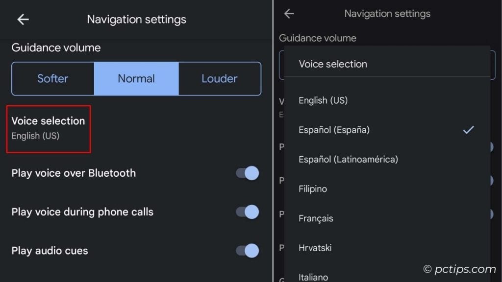 change navigation voice in google maps