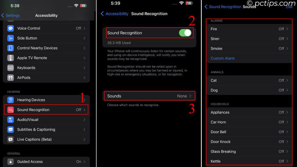 enable sound recognition iphone