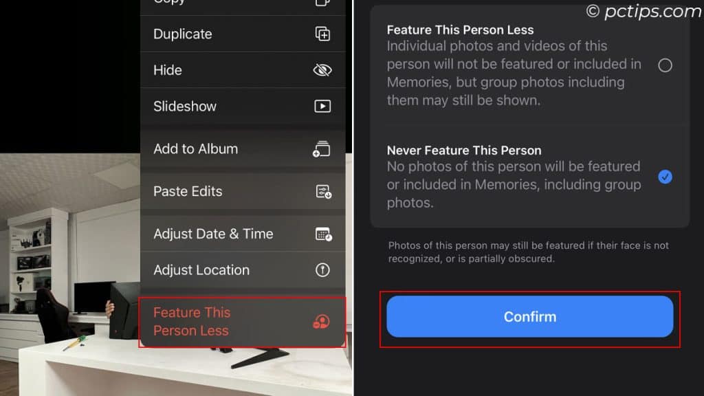 feature a person less in iphone