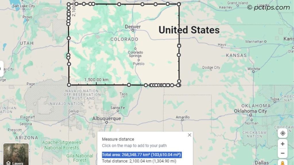 measuring area of colorado