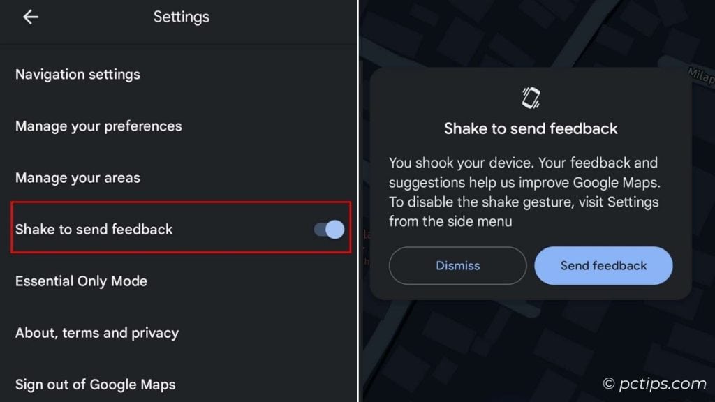 shake to send feedback on android