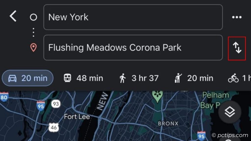 swap addresses in google maps
