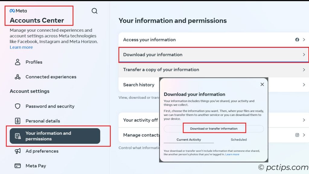 Download a Copy of your facebook data