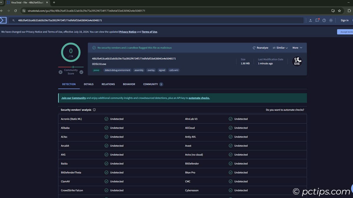 Scan in Virustotal
