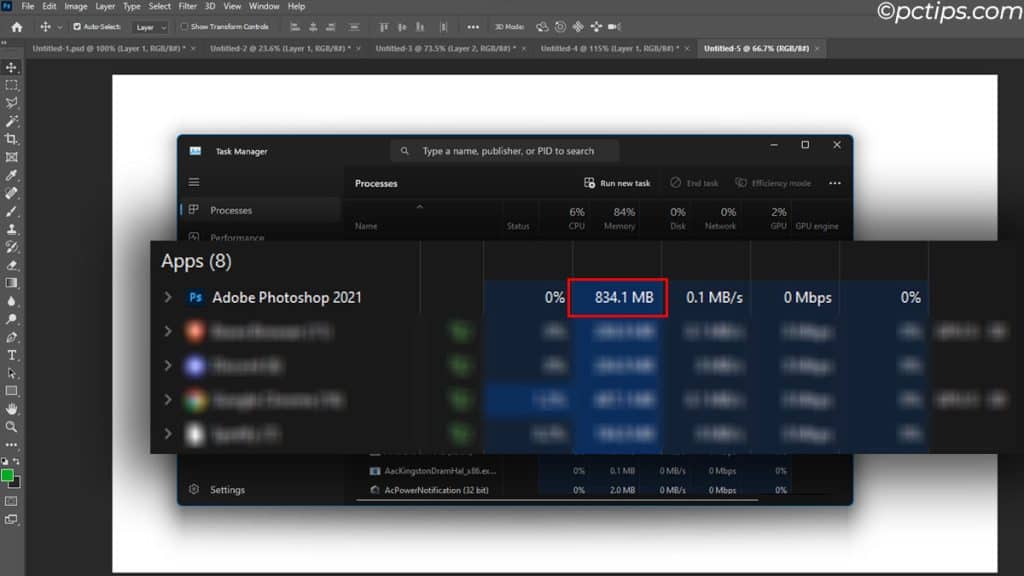 adobe photoshop high memory usage