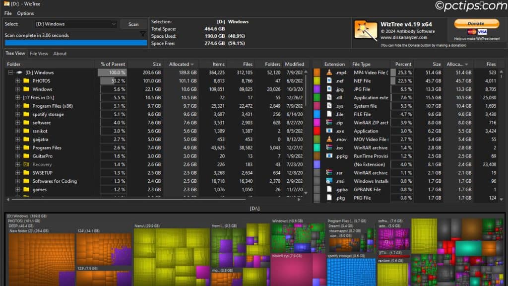 disk scan using wiztree