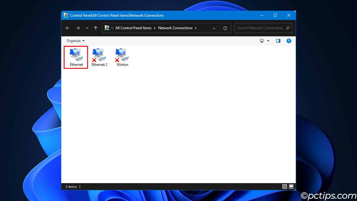 ethernet in network settings