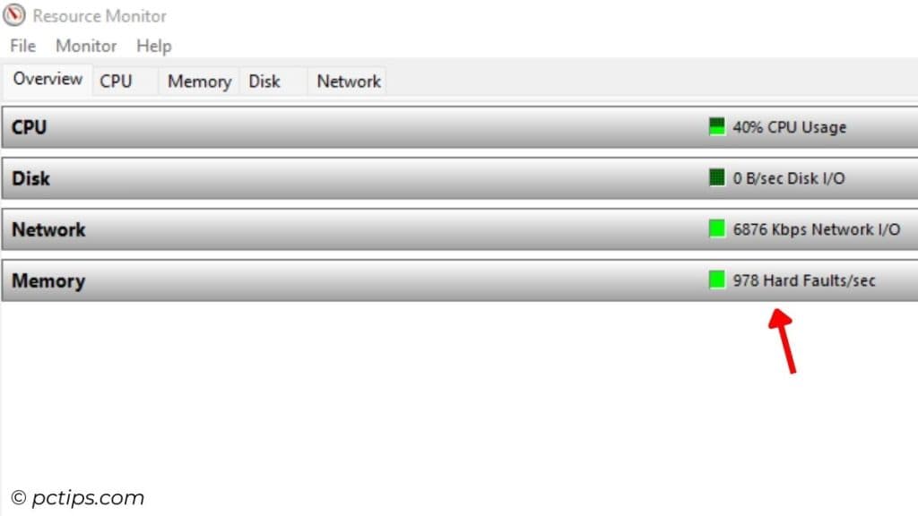 increased memory hard faults