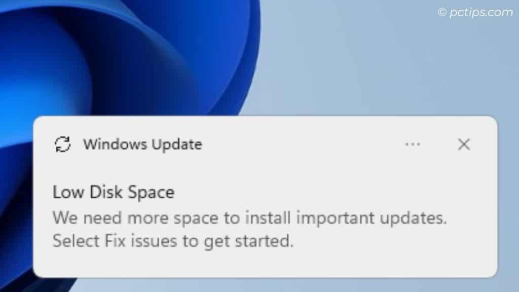 low disk space