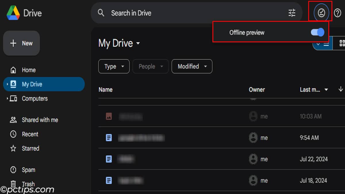 offline preview in google drive