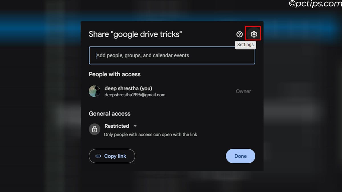 open share settings google drive