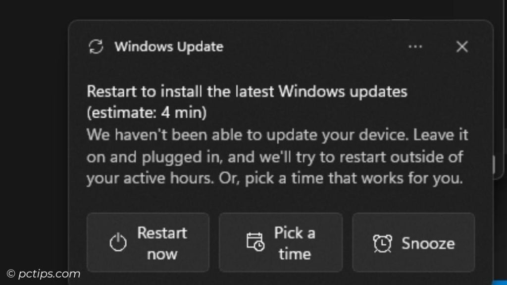 restart to update windows