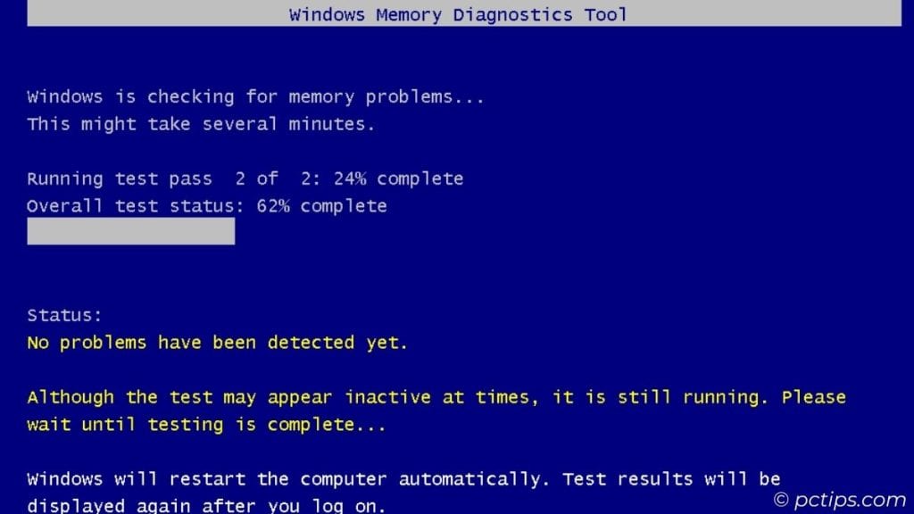 running windows memory diagnostic tool