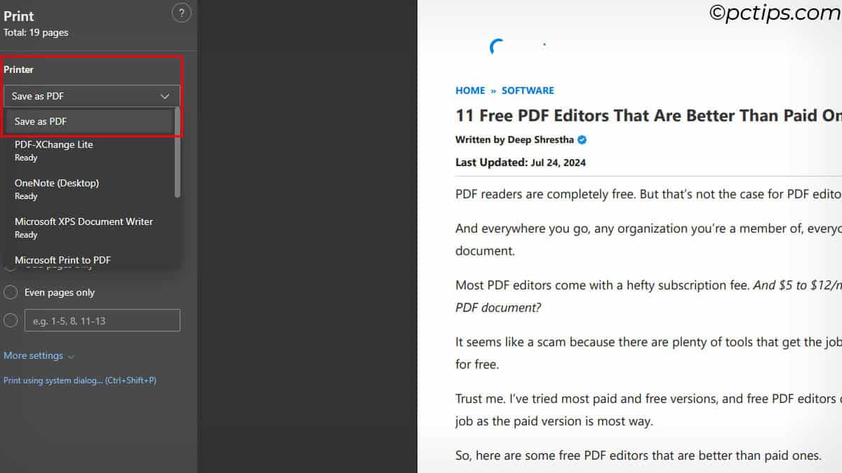 save webpage as pdf