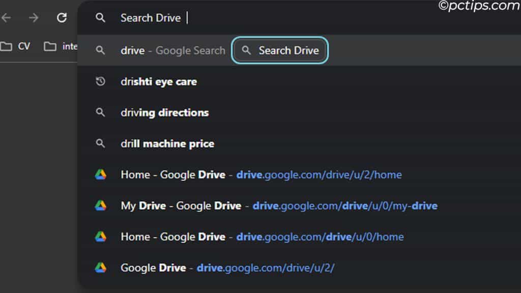 search drive from addressbar