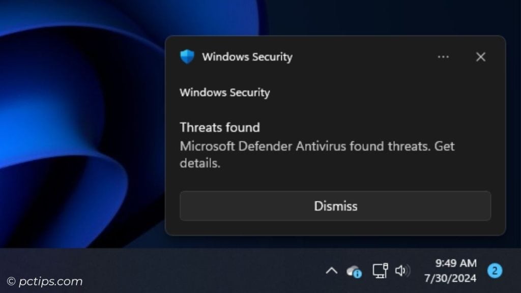 threats found windows security notification