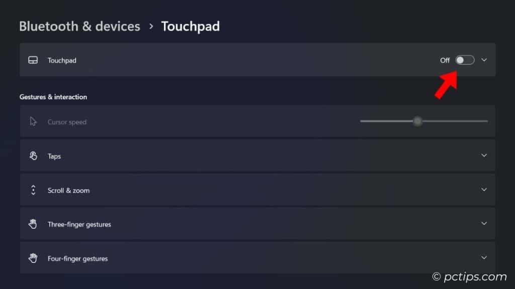 turn off touchpad