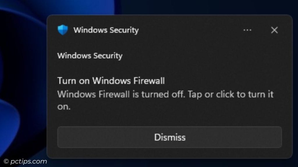 turn on windows firewall notification