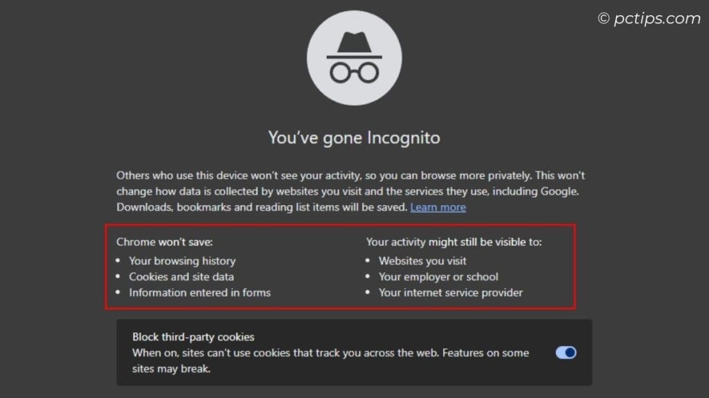 chrome incognito what it cant do