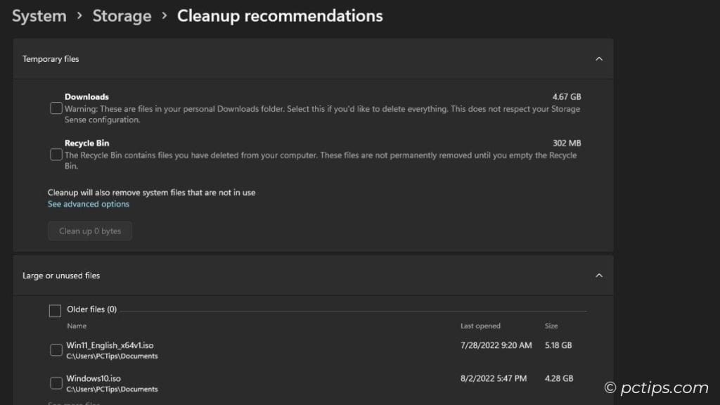 cleanup recommendations