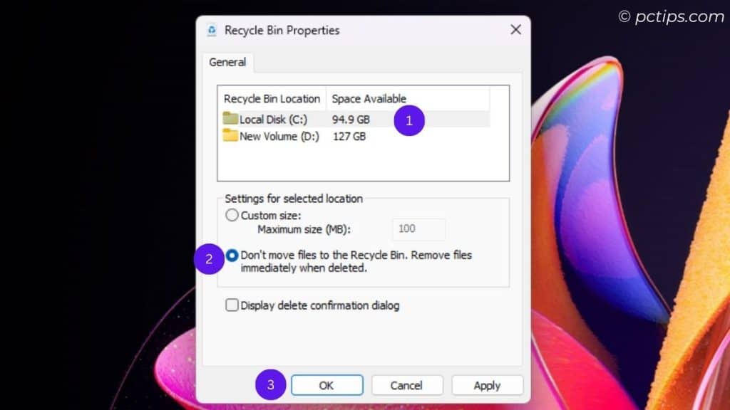 delete file without moving to recycle bin