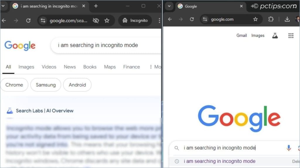 incognito saves google searches