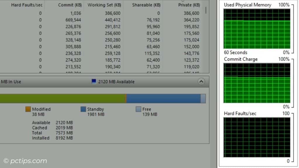 memory graph in resource monitor