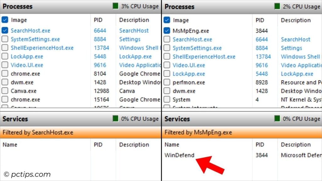 no service associated vs service associated