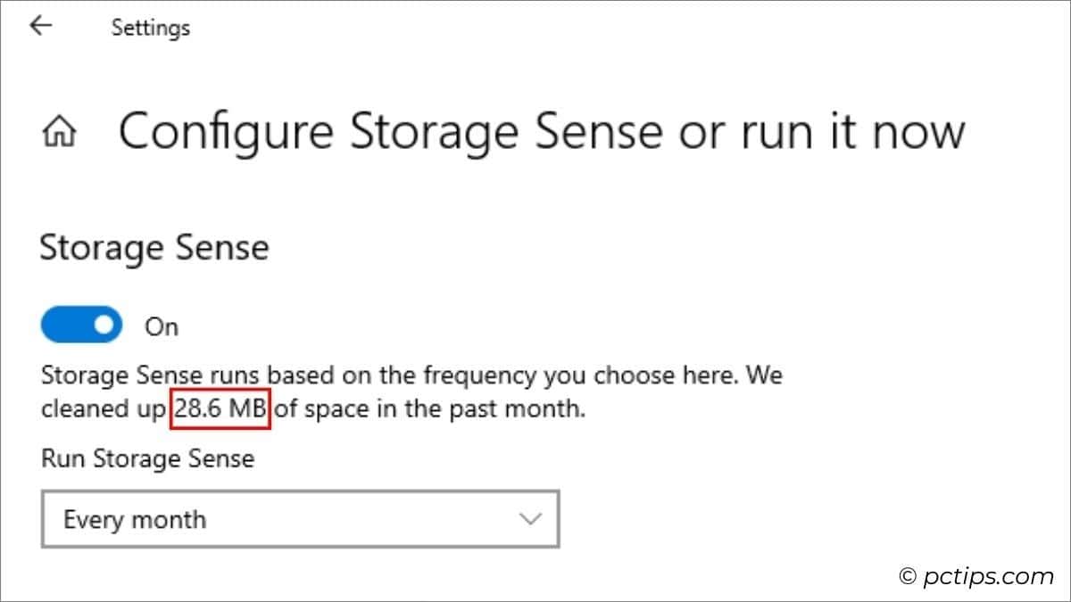 storage sense cleanup history in windows 10