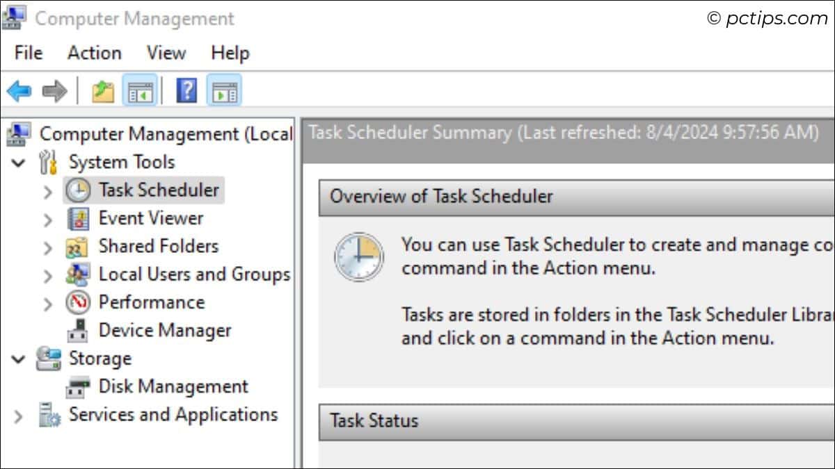 task scheduler from computer management