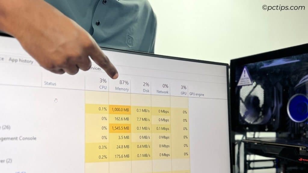 check task manager if memory is hitting 80 to 90 percent