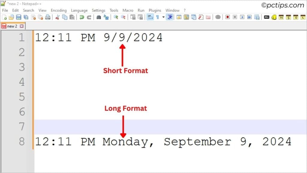 inserting date and time in notepad++ using plugin