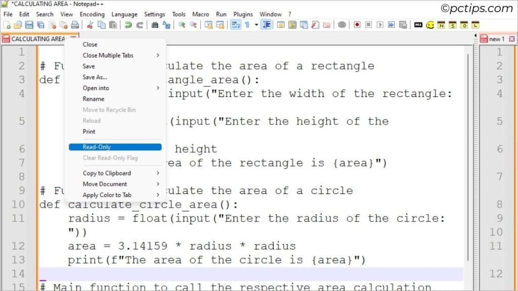 make notepad file read only