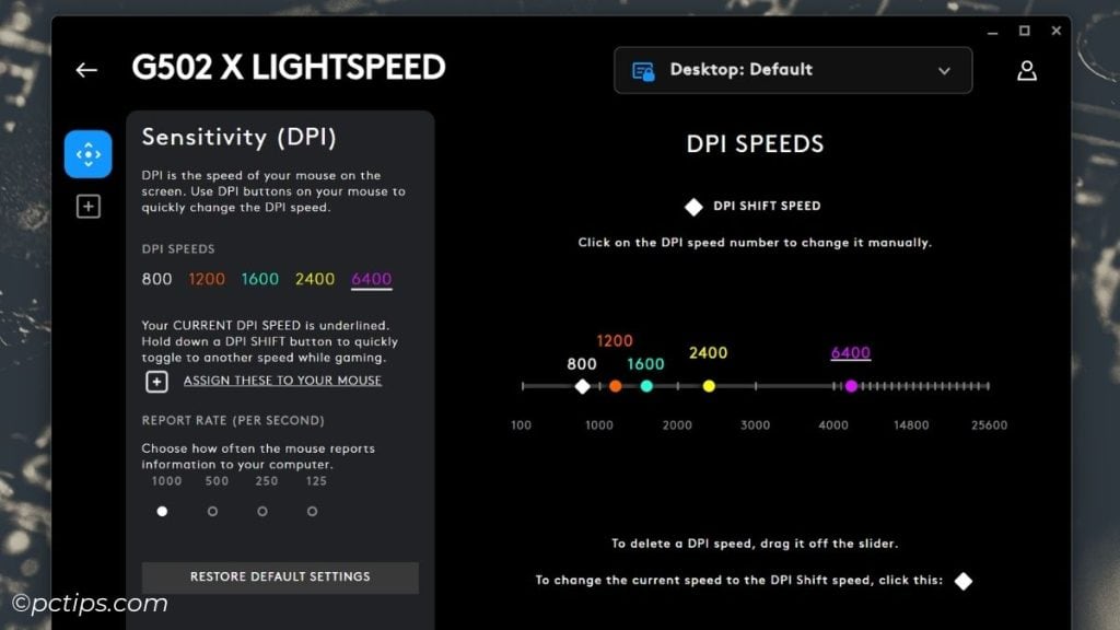 mouse software dpi in logitech ghub