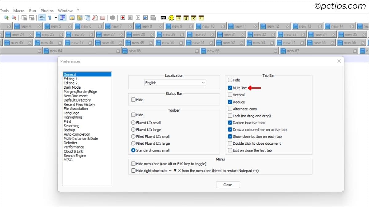 multiline feature in notepad++