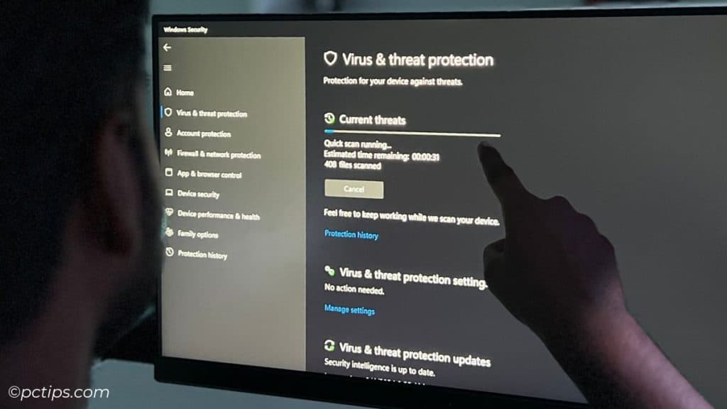 running virus scan in windows security