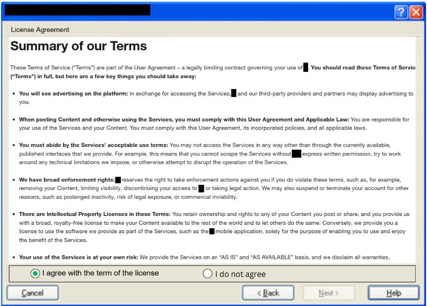 license agreement